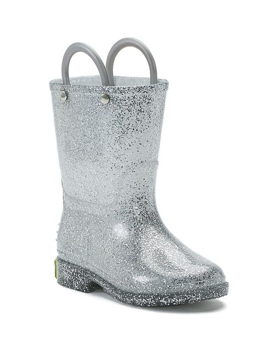 NIB. WESTERN CHIEF Silver Glitter Kids Rain Boot with Pull Handles